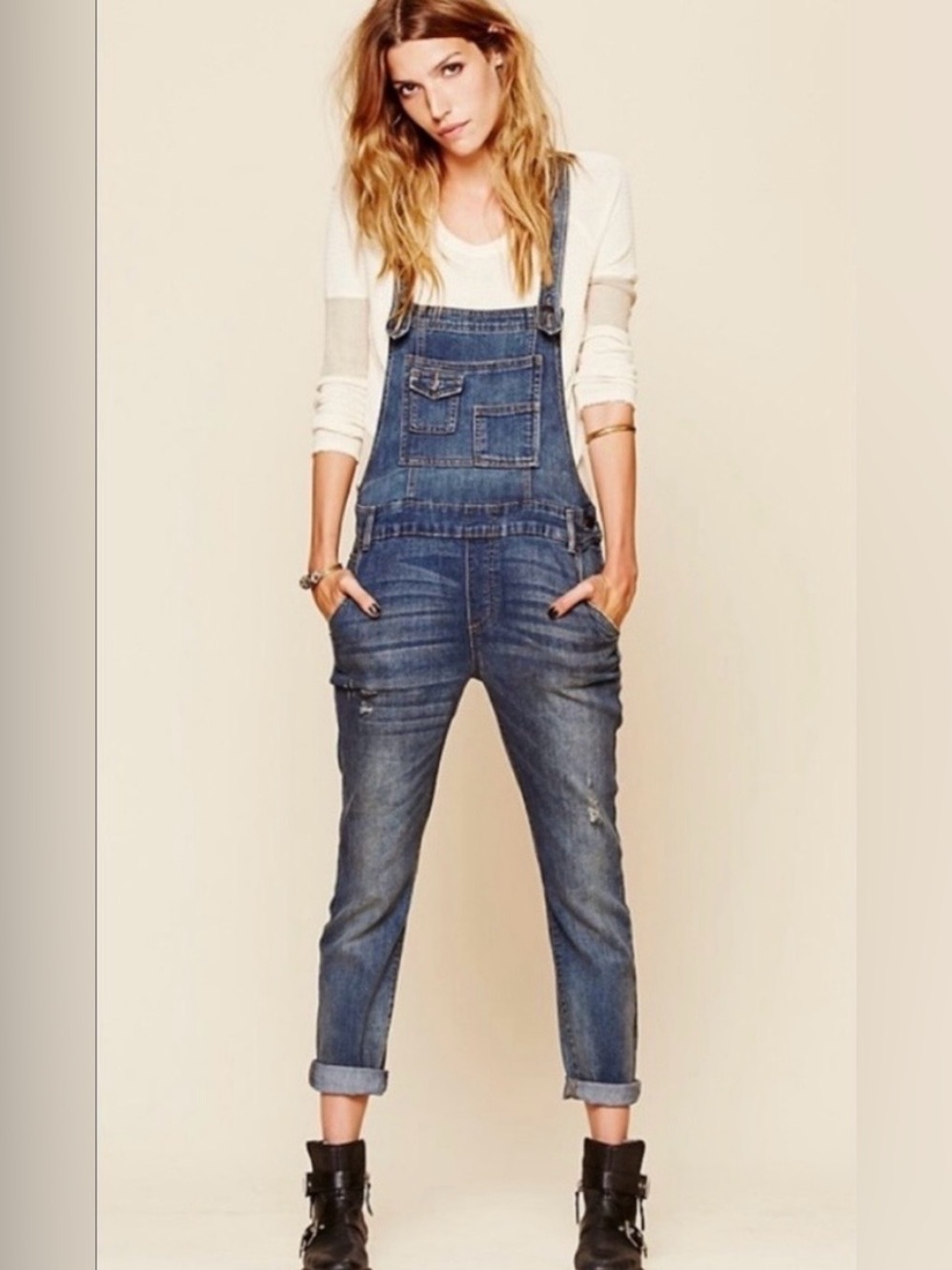 NWOT Free People Brady Denim Overalls size 26